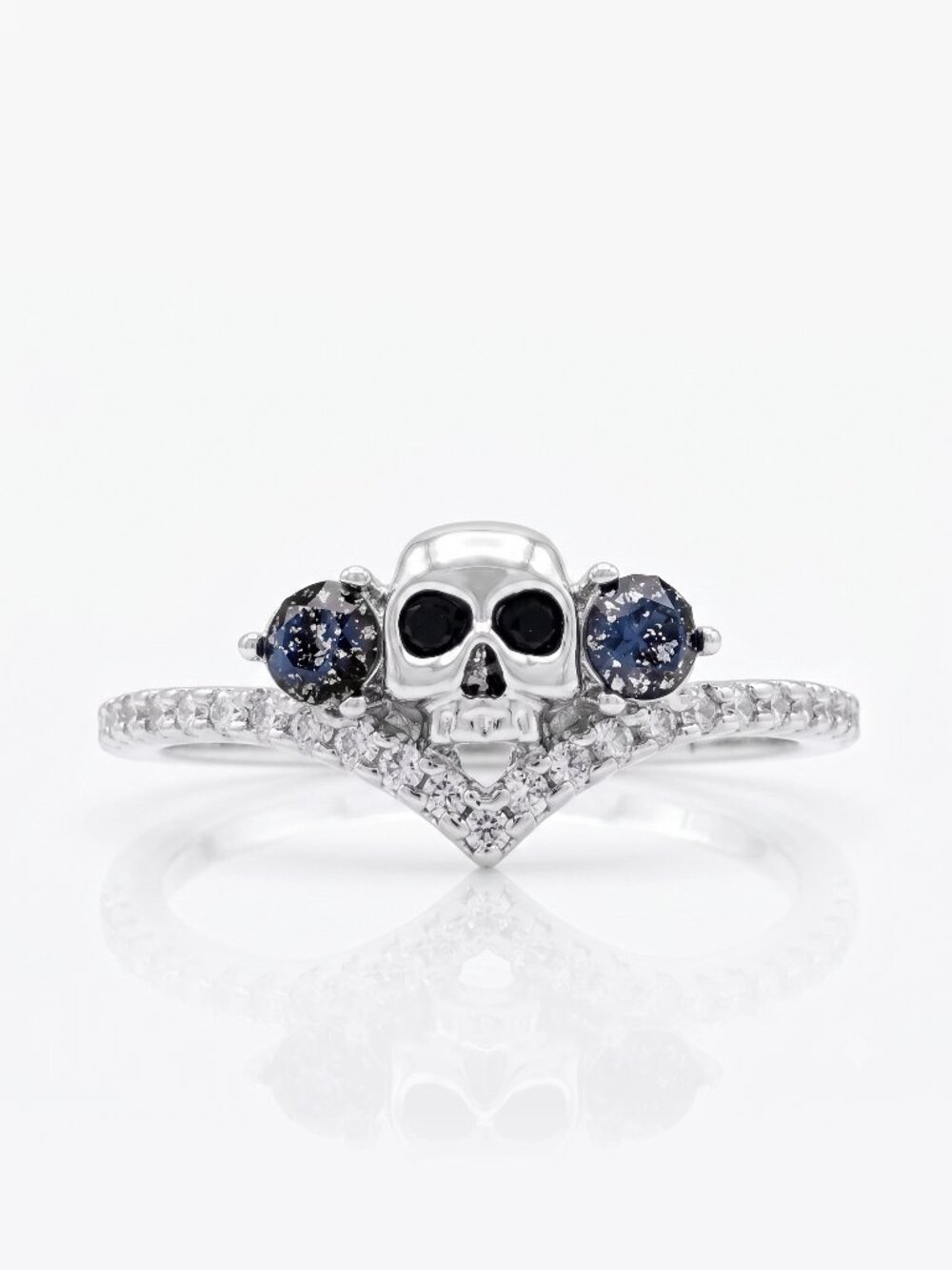 Skull Wishbone ring with Swarovski Crystals Charmed Aroma Skull Collection